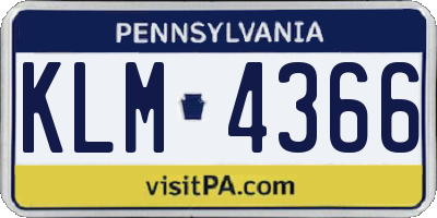 PA license plate KLM4366