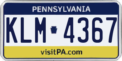 PA license plate KLM4367