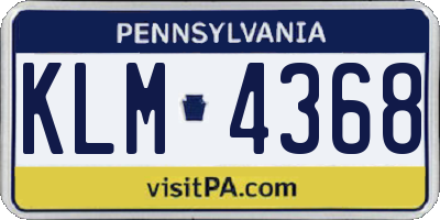 PA license plate KLM4368