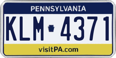PA license plate KLM4371