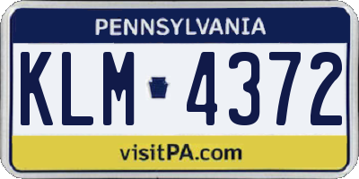 PA license plate KLM4372