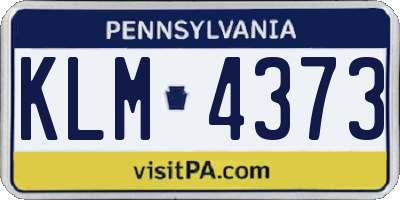PA license plate KLM4373