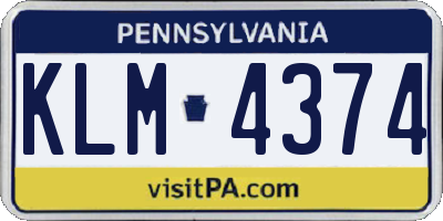 PA license plate KLM4374