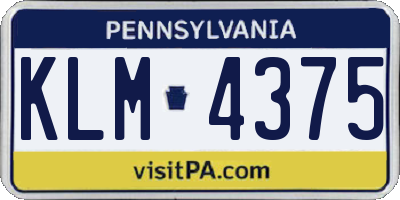 PA license plate KLM4375
