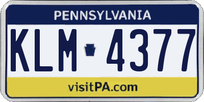 PA license plate KLM4377
