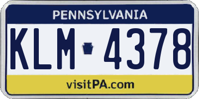 PA license plate KLM4378