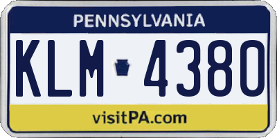 PA license plate KLM4380