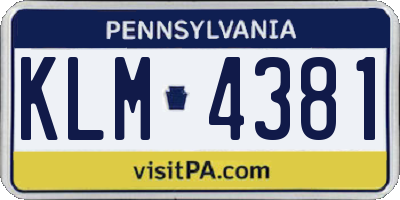PA license plate KLM4381
