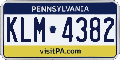 PA license plate KLM4382