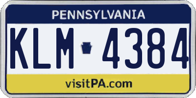 PA license plate KLM4384