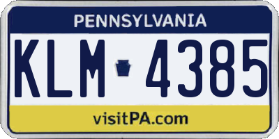PA license plate KLM4385
