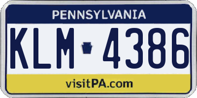 PA license plate KLM4386