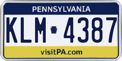 PA license plate KLM4387