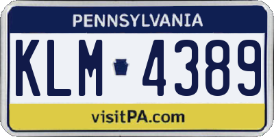 PA license plate KLM4389