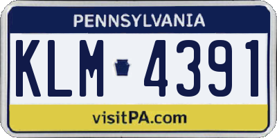 PA license plate KLM4391