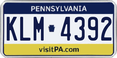 PA license plate KLM4392