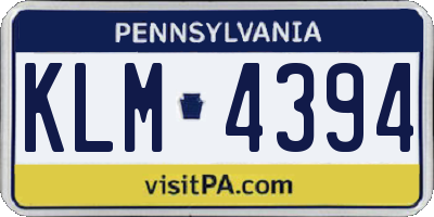 PA license plate KLM4394