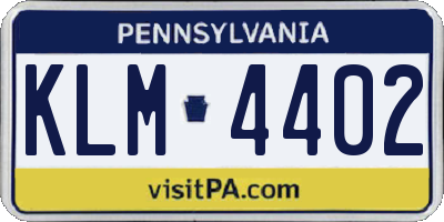 PA license plate KLM4402