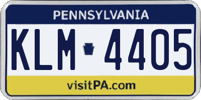 PA license plate KLM4405