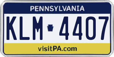 PA license plate KLM4407