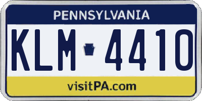 PA license plate KLM4410