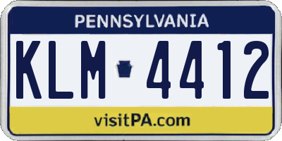 PA license plate KLM4412
