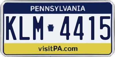 PA license plate KLM4415