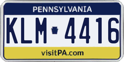PA license plate KLM4416