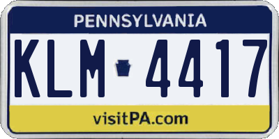 PA license plate KLM4417