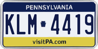 PA license plate KLM4419
