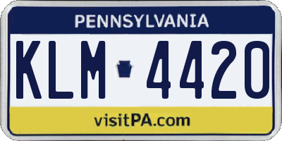 PA license plate KLM4420