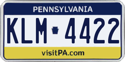 PA license plate KLM4422