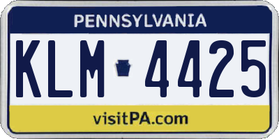 PA license plate KLM4425