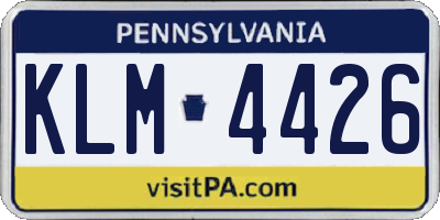 PA license plate KLM4426
