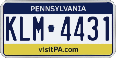 PA license plate KLM4431