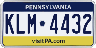 PA license plate KLM4432