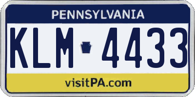 PA license plate KLM4433