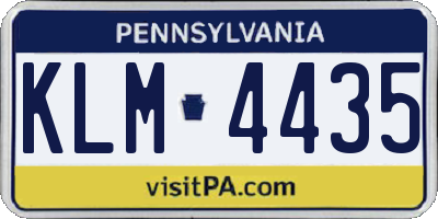 PA license plate KLM4435