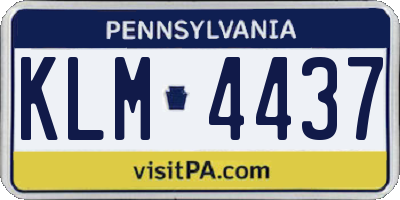 PA license plate KLM4437