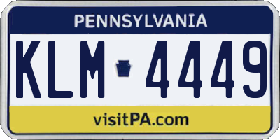 PA license plate KLM4449