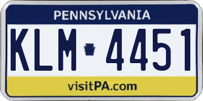 PA license plate KLM4451
