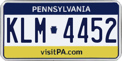 PA license plate KLM4452
