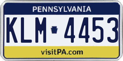 PA license plate KLM4453