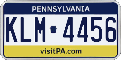 PA license plate KLM4456