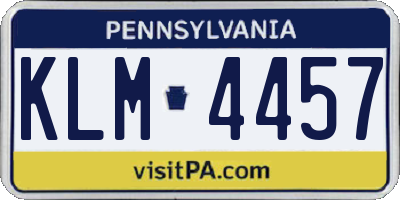 PA license plate KLM4457