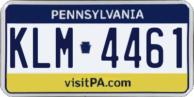 PA license plate KLM4461