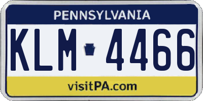 PA license plate KLM4466