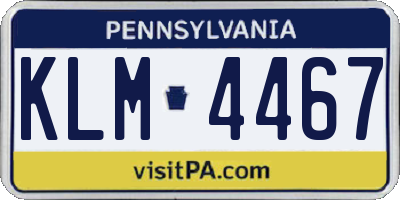 PA license plate KLM4467