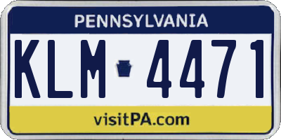 PA license plate KLM4471
