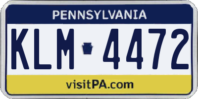 PA license plate KLM4472